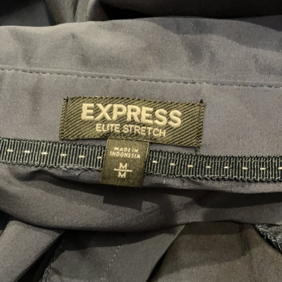 R:  EXPRESS Shirt Women Medium Elite Stretch Button Down Blue Shirt - Picture 5 of 7